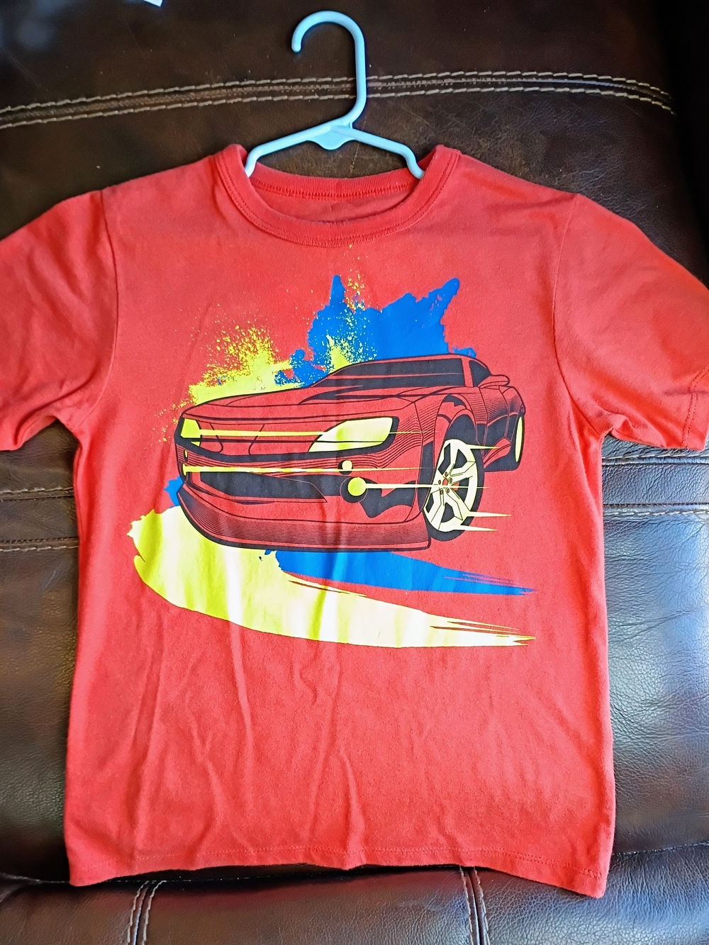 Place Red Car Graphic Tee with Blue & Yellow Accents
